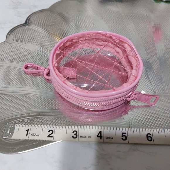 STEVE MADDEN Small Mini See Thru Pink Quilted Clip On Purse Coin Purse Mini Bag - Picture 6 of 7